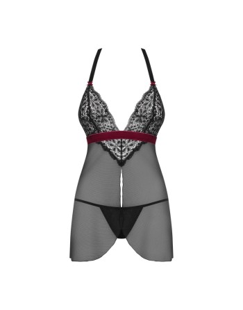 babydoll rossita noire et bordeaux de la marque de lingerie obsessive