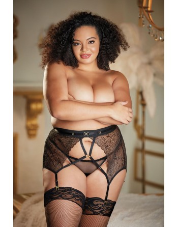  portejarretelles grande taille en dentelle noire petit prix