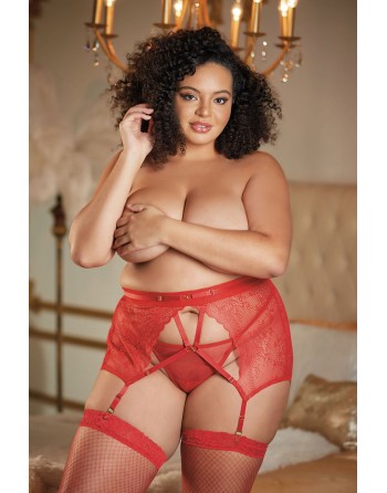  portejarretelles grande taille en dentelle rouge petit prix