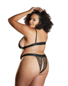  ensemble sexy grande taille noire avec son string ouvert