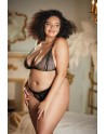  ensemble sexy grande taille noire avec son string ouvert