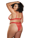 ensemble sexy grande taille rouge avec son string ouvert