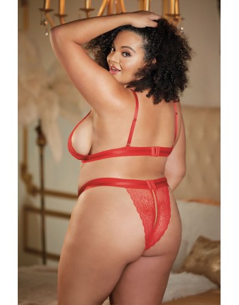 ensemble sexy grande taille rouge avec son string ouvert