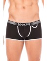 mini pants noir avec ceinture élastique et fermeture éclair pour homme