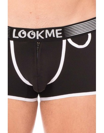 mini pants noir avec ceinture élastique et fermeture éclair pour homme