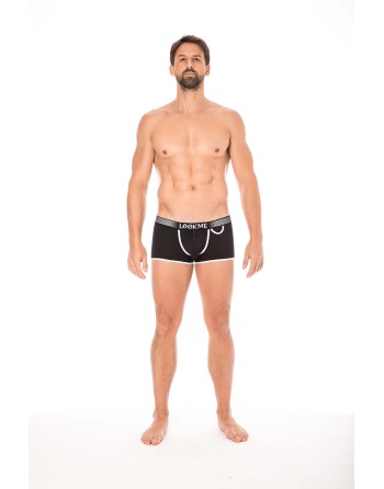 mini pants noir avec ceinture élastique et fermeture éclair pour homme