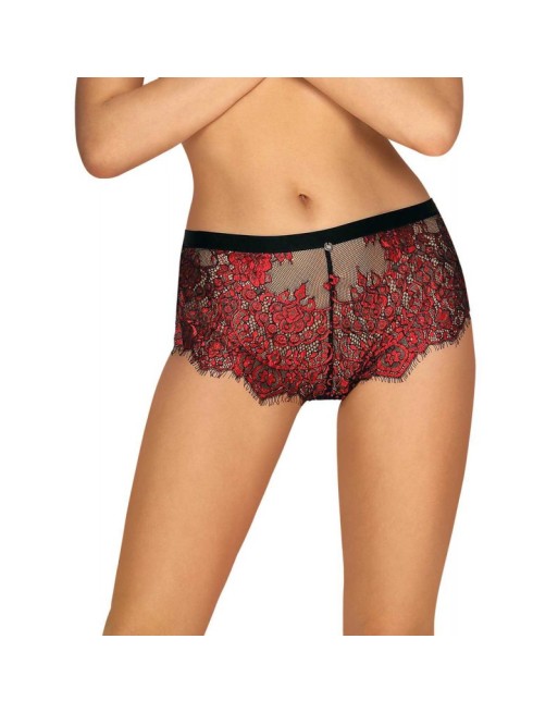 tendance sensuelle : shorty rouge et noir redessia de la marque obsessive 