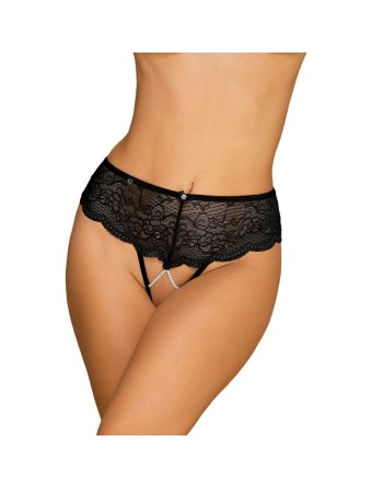 culotte ouverte noire pearlove de la marque obsessive lingerie