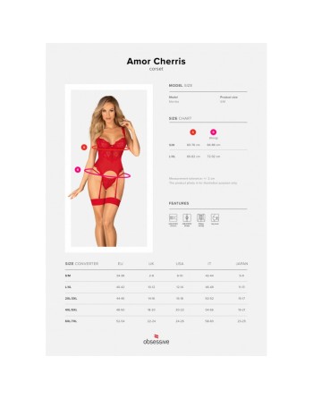 amor cherris guêpière et string  rouge