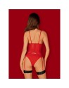 tendance sensuelle : corset et culotte rouge diyosa de la marque obsessive 