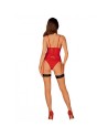 tendance sensuelle : corset et culotte rouge diyosa de la marque obsessive 