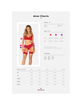 amor cherris ensemble 3 pièces  rouge obsessive par tendance sensuelle 