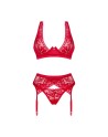 lacelove ensemble 3 pièces  rouge obsessive par tendance sensuelle 