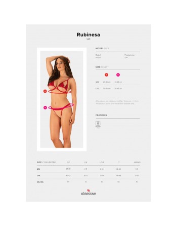 tendance sensuelle : ensemble 2 pcs rouge rubinesa de la marque obsessive 