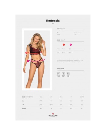 tendance sensuelle : ensemble 3 pcs rouge et noir redessia de la marque obsessive 