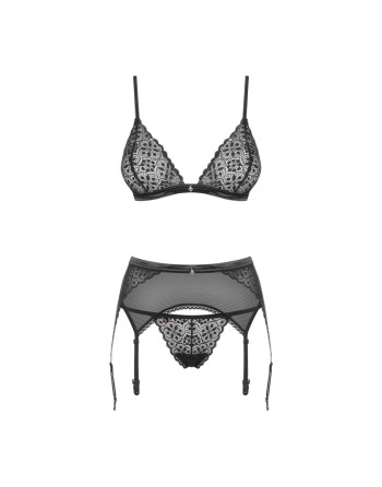  lingerie sexy : ensemble 3 pcs noir shibu obsessive