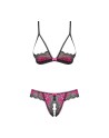 tulia ensemble ouvert 2 pcs  noir & fuchsia