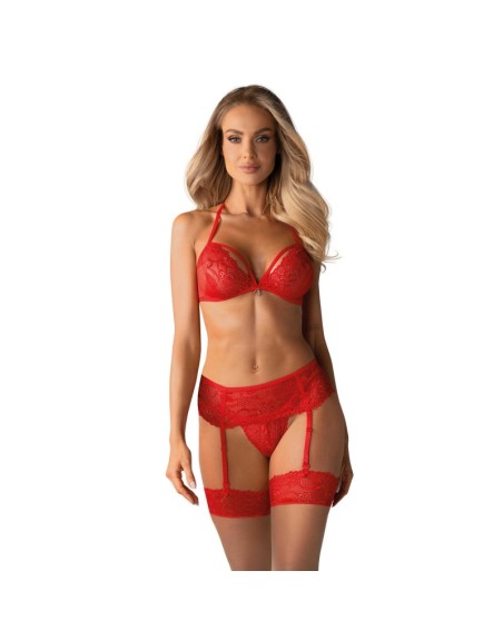 ensemble de lingerie 3 pièces rouge de la collection obsessive 838