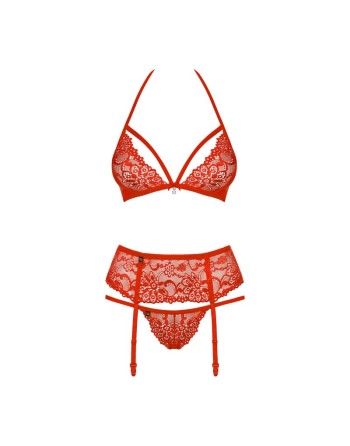 ensemble de lingerie 3 pièces rouge de la collection obsessive 838