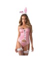  lingerie costume lapin 4 pcs rose