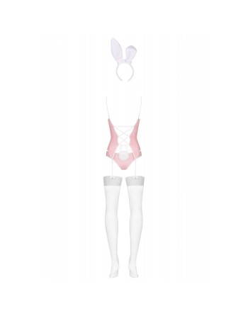  lingerie costume lapin 4 pcs rose