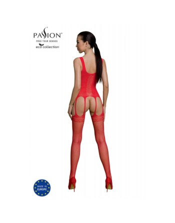 bodystocking ecologique sexy en resille rouge eco bs007 de la marque polonaise passion lingerie