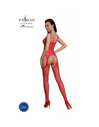 bodystocking ecologique sexy en resille rouge eco bs004 de la marque polonaise passion lingerie