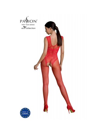 bodystocking ecologique sexy en resille rouge eco bs003 de la marque polonaise passion lingerie