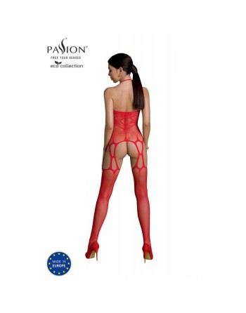 bodystocking ecologique sexy en resille rouge eco bs002 de la marque polonaise passion lingerie