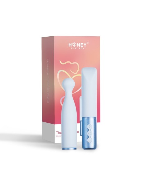 the naughty collection  vibromasseur à tête interchangeable bleu honey play box