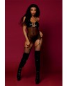 nuisette en résille noire et porte jarretelles, lingerie fétichiste de dreamgirl lingerie