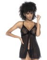 nuisette noire en dentelle et résille de mapalé lingerie, vente en 