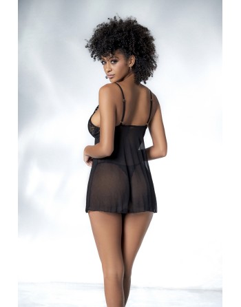 nuisette noire en dentelle et résille de mapalé lingerie, vente en 