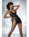 nuisette sexy noire avec dentelle florale et fine résille de mapalé lingerie