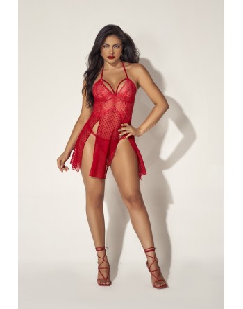 nuisette sexy, ouvert sur les côtés, en dentelle rouge de mapalé lingerie