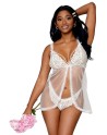 babydoll en résille et dentelle blanche sexy de la collection dreamgirl