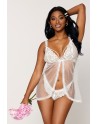 babydoll en résille et dentelle blanche sexy de la collection dreamgirl