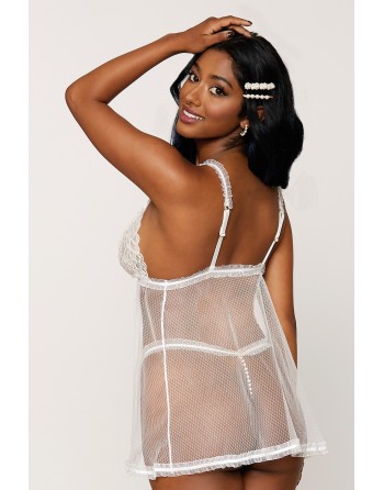 babydoll en résille et dentelle blanche sexy de la collection dreamgirl