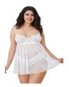  nuisette dentelle extensible blanche grande taille