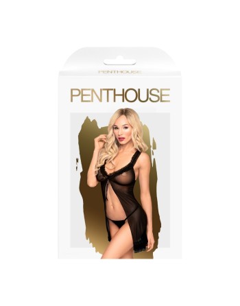 nuisette en résille noire avec string inclus de la collection penthouse .