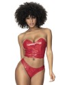 bustier sexy en vinyle rouge avec son string de mapalé lingerie collection