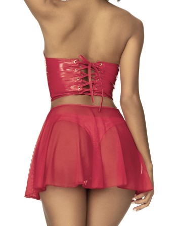 bustier sexy en vinyle rouge avec son string de mapalé lingerie collection