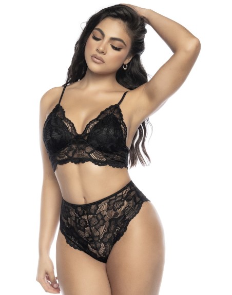 soutiengorge dentelle noire sexy et culotte taille haute de mapalé lingerie