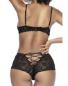 soutiengorge et shorty laçage en dentelle florale noire de chez mapalé