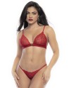 parure lingerie sexy rouge imprimé de cœurs en dentelle de votre mapalé.