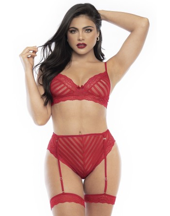 parure lingerie sensuelle avec soutiengorge et culotte rouge sensuelle.