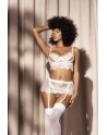 ensemble lingerie sexy, parure lingerie trois pièces blanche pour mariée.