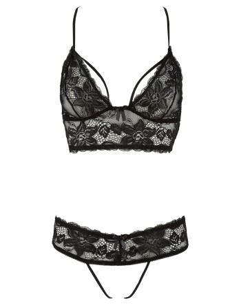 soutiengorge en dentelle noire et string ouvert de la cottelli, vente en .