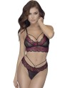 soutiengorge en dentelle rouge et noire et son string assorti de votre collection cottelli lingerie sexy.