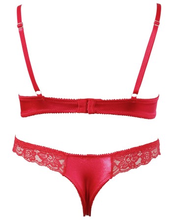 soutiengorge demi seins et son string ouvert assorti de la collection cottelli lingerie sexy.